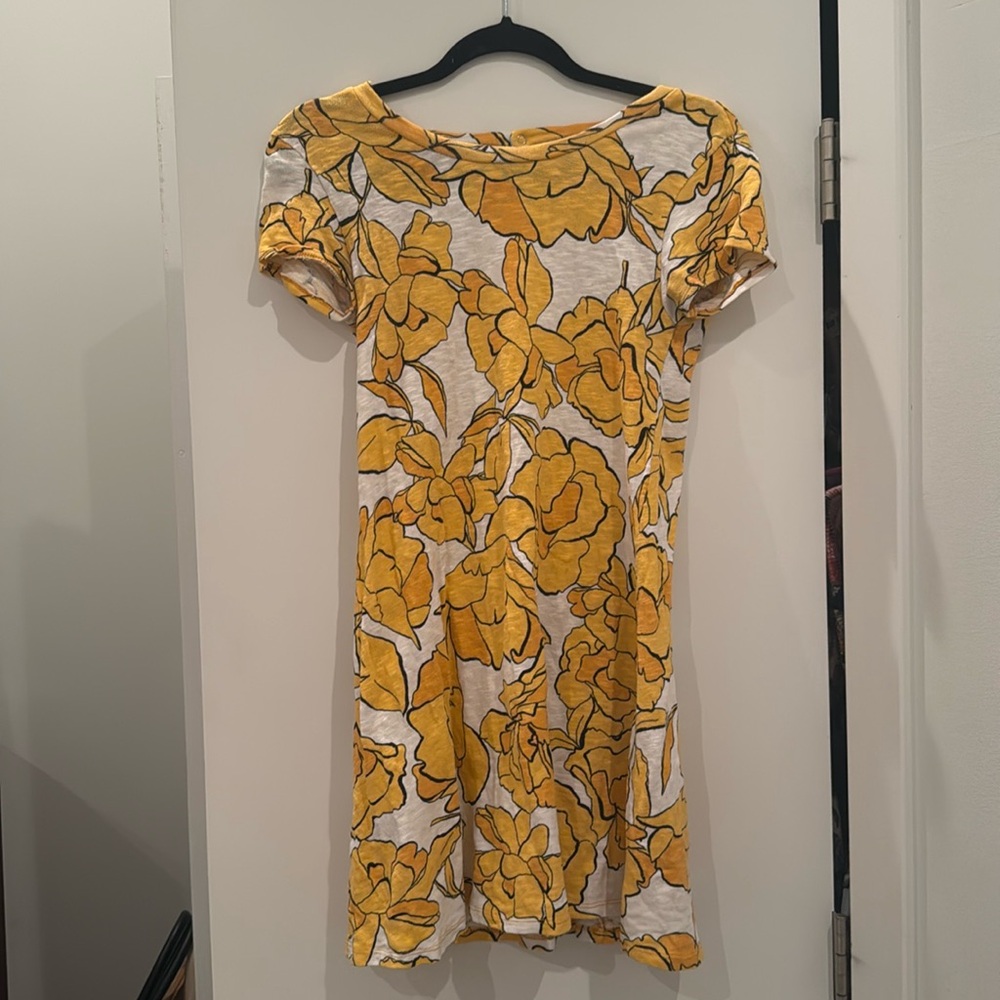 Yellow Floral Open Back Dress